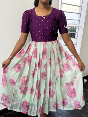 PURPLE WITH GREEN FLORAL MAXI - Main