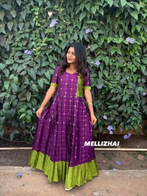 PURPLE WITH GREEN SILK MAXI - Main