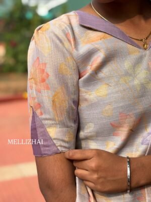 GREY LINEN KURTI WITH SHAWL - Main